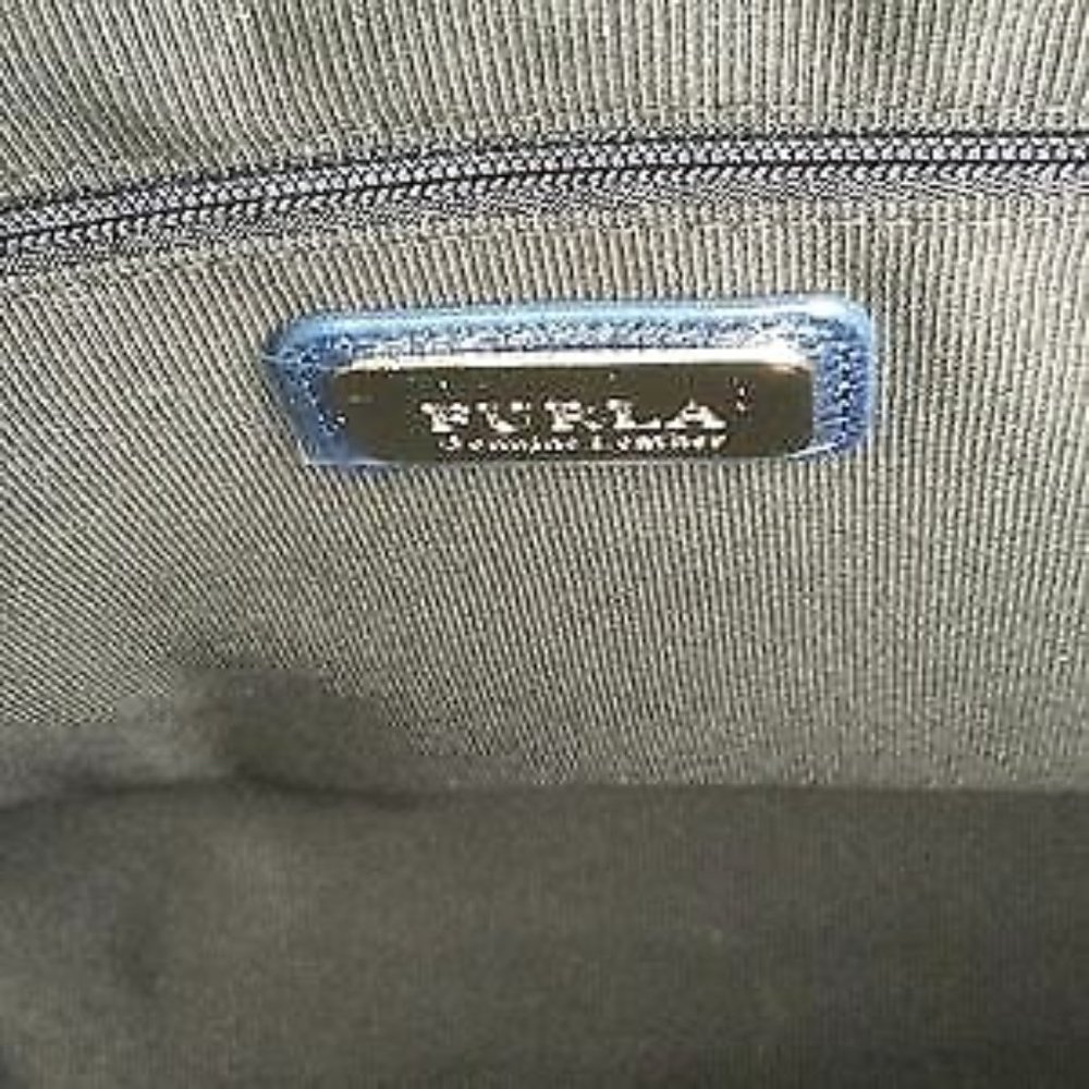 Furla Italian Saffiano Leather Navy Blue Handbag Size-@ 9 1/4” x 12” NWT - Picture 3 of 7